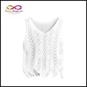 Sleeveless Crochet Sweater Vest, V-Neck Pullover, 100% Acrylic, Loose Fit